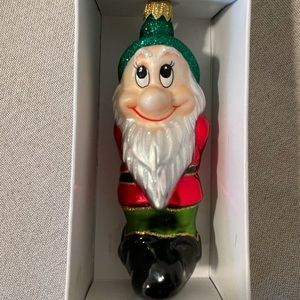 Vintage Christmas glass Ornament 5" Colorful Elf/gnome Handmade in Poland